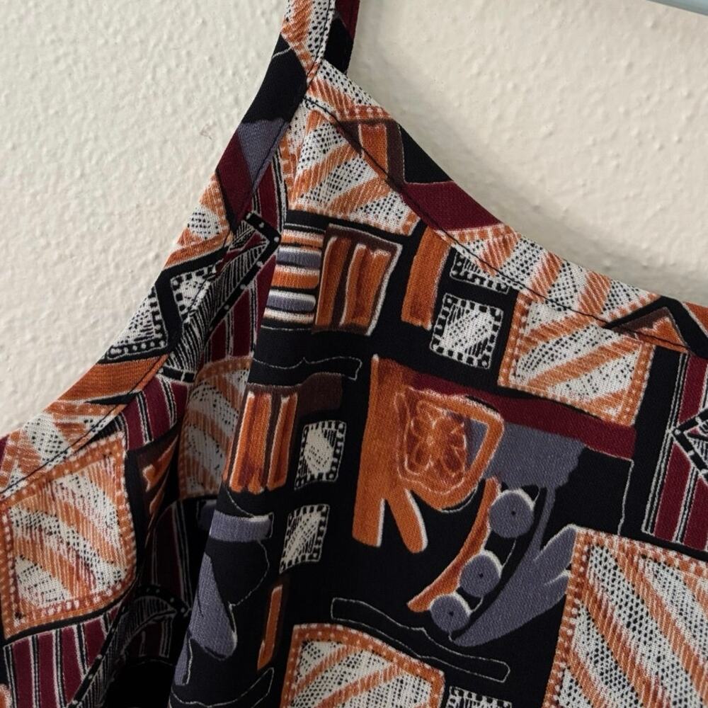 Vintage Bellissima Geometric Abstract Print Sleeveless Midi Dress Size M